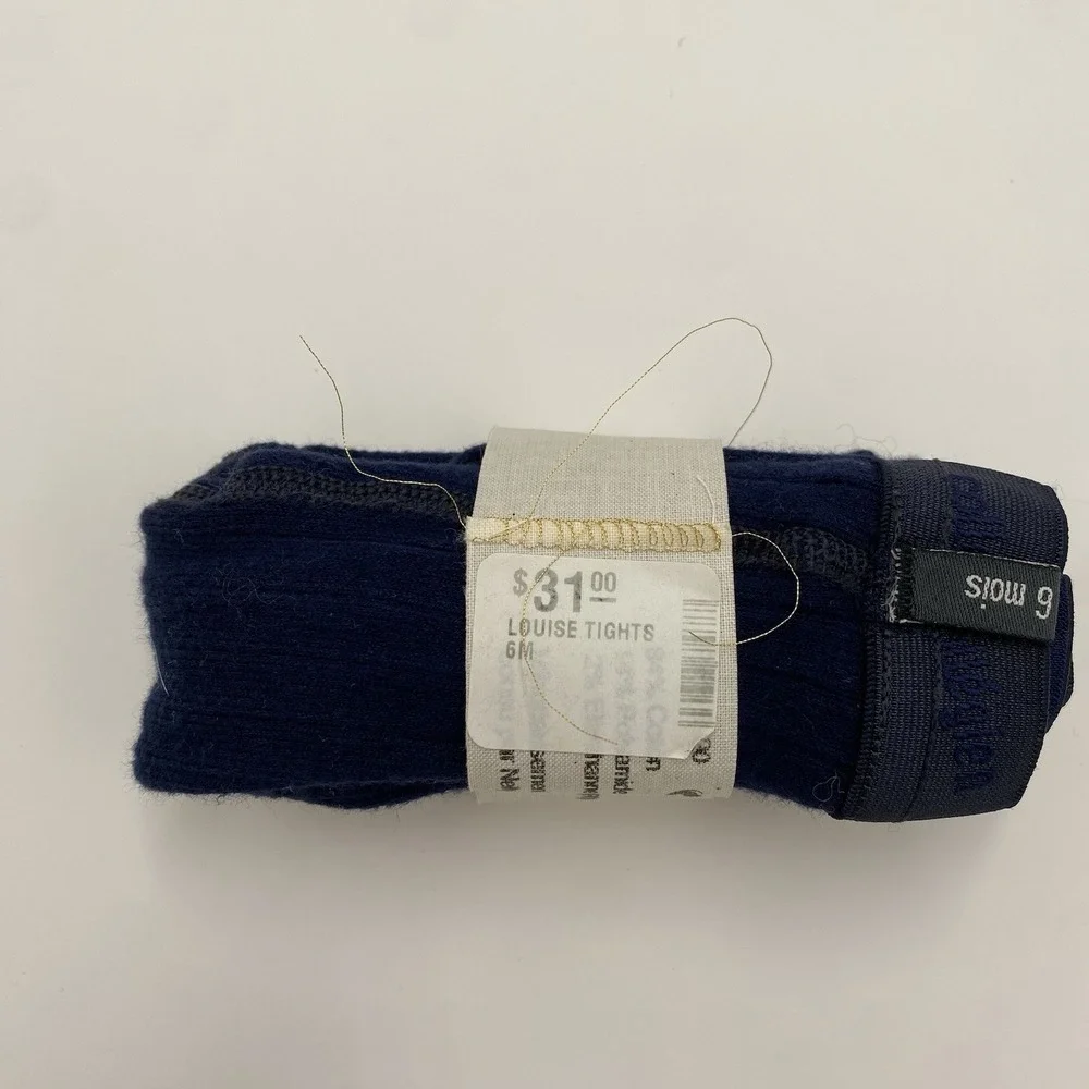Collegien Baby‎ Girl Louise Ribbed Tights Navy Blue 6M